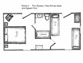 Floorplan of Room 2, 2 rooms, 1 private bath